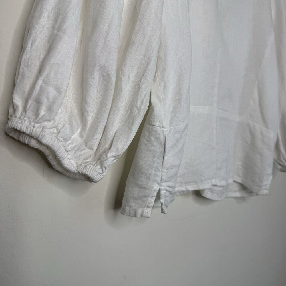 H&M Womens Linen Milkmaid Coquette Babydoll Top Size XS Puff Sleeve Cottagcore - Picture 7 of 12
